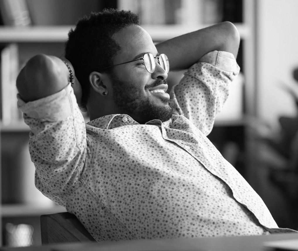 Relaxed man B&W